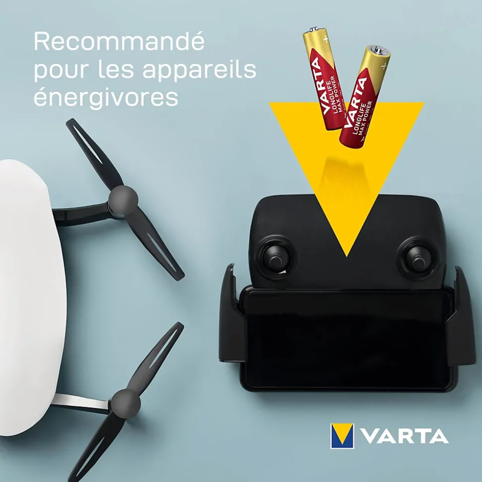 Pile alcaline AAA (LR03) Varta Long-life Max Power, lot de 4