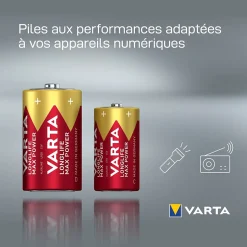 Pile alcaline C (LR14) Varta Long-life Max Power C, lot de 2