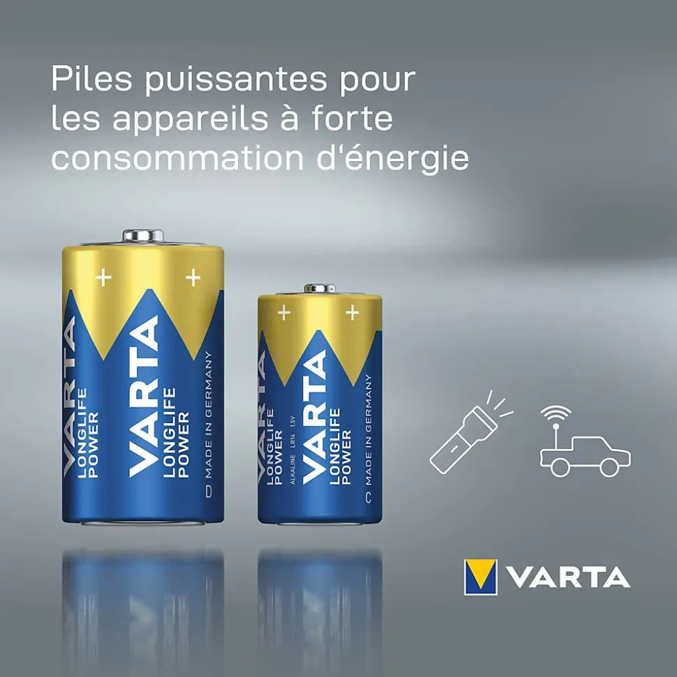 Pile alcaline C (LR14) Varta Long-life Power D, lot de 2