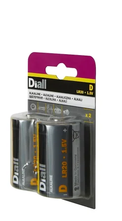 Pile alcaline D (LR20) Diall, lot de 2