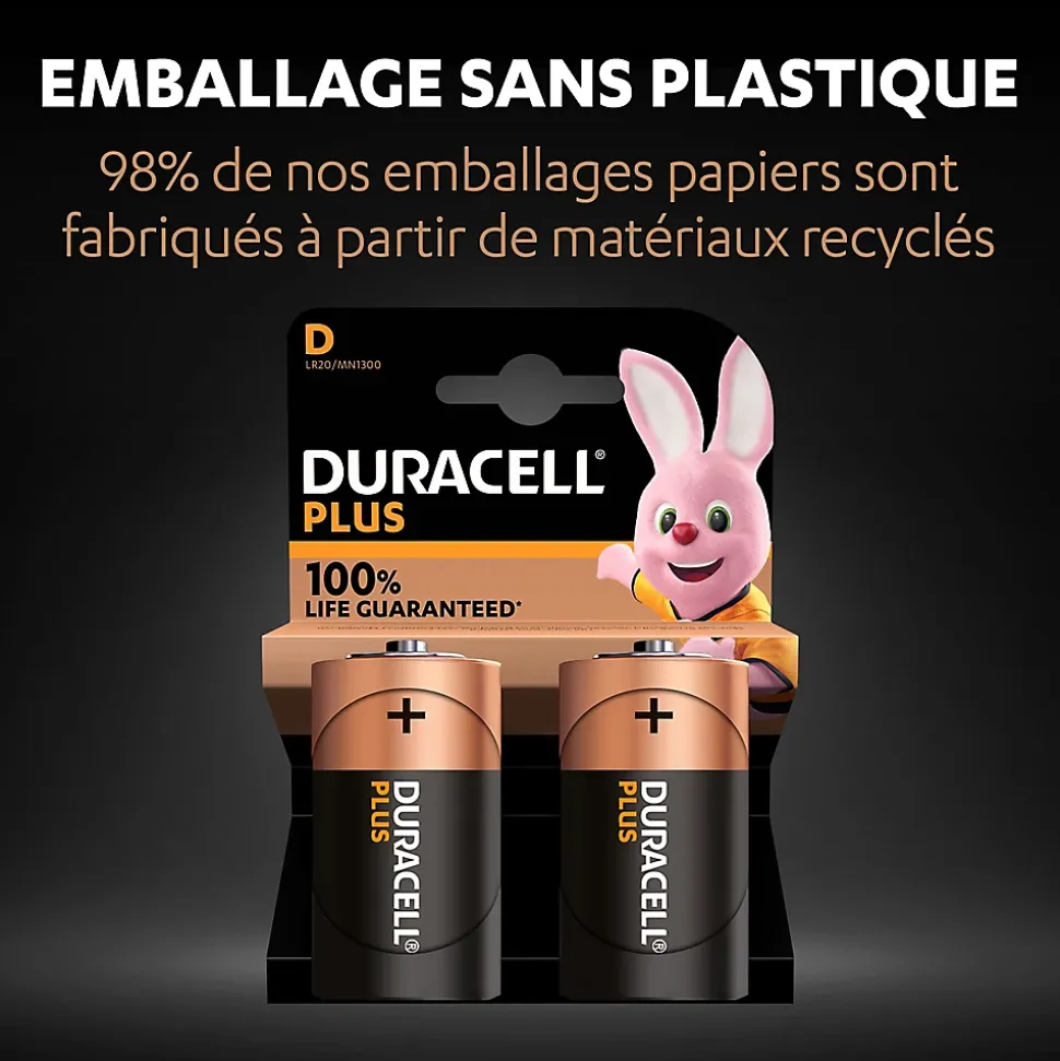 Pile alcaline D (LR20) Duracell Plus, lot de 2