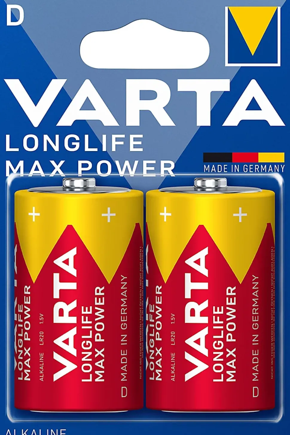 Pile alcaline D (LR20) Varta Long-life Max Power D, lot de 2