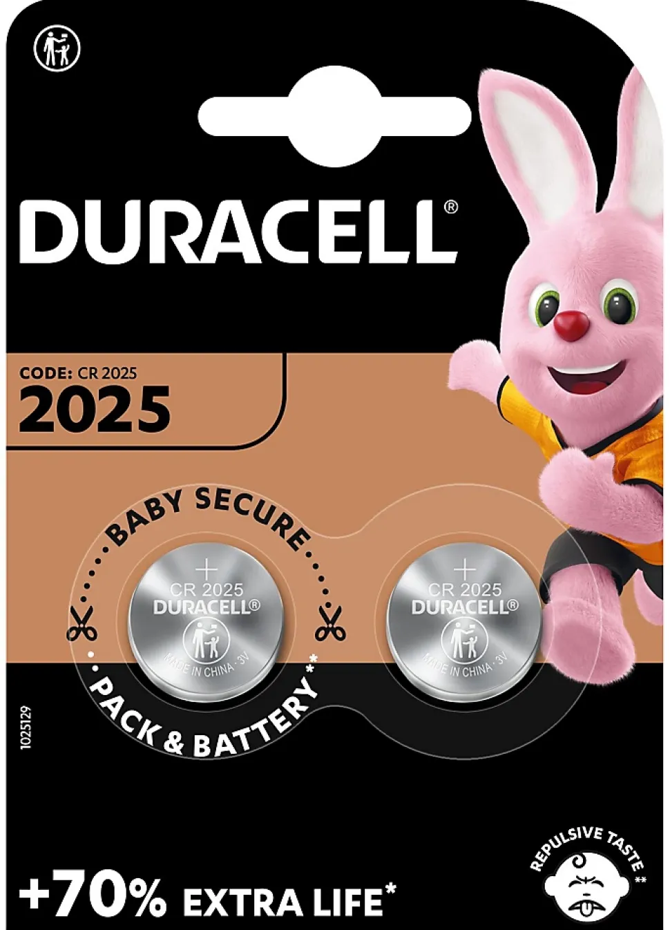 Pile au lithium CR2025 Duracell, lot de 2