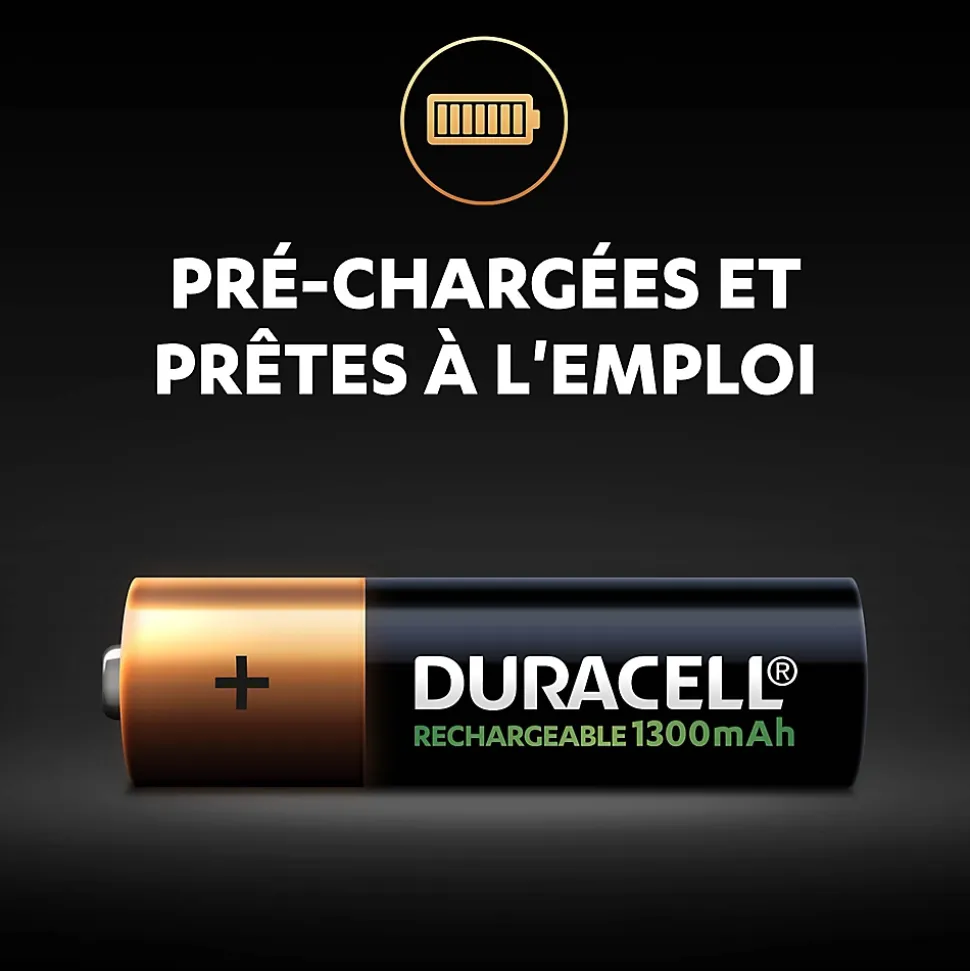 Pile rechargeable AA (LR6) Duracell 1300Mah, lot de 4