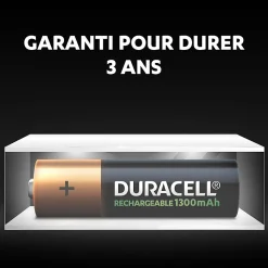 Pile rechargeable AA (LR6) Duracell 1300Mah, lot de 4