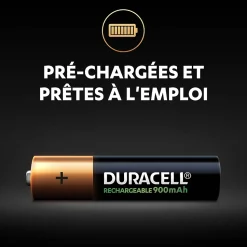 Pile rechargeable AAA (LR03) Duracell 900Mah, lot de 4