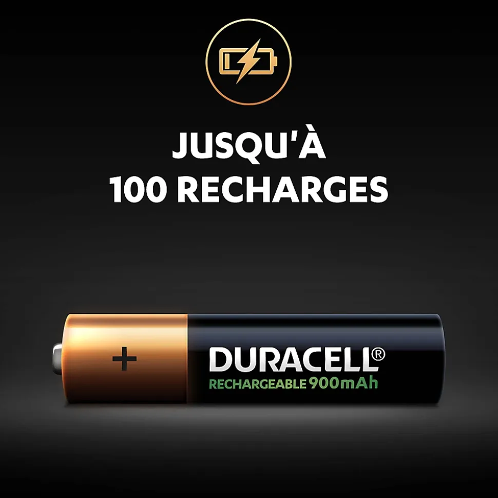 Pile rechargeable AAA (LR03) Duracell 900Mah, lot de 4