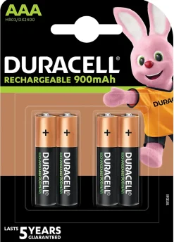 Pile rechargeable AAA (LR03) Duracell 900Mah, lot de 4