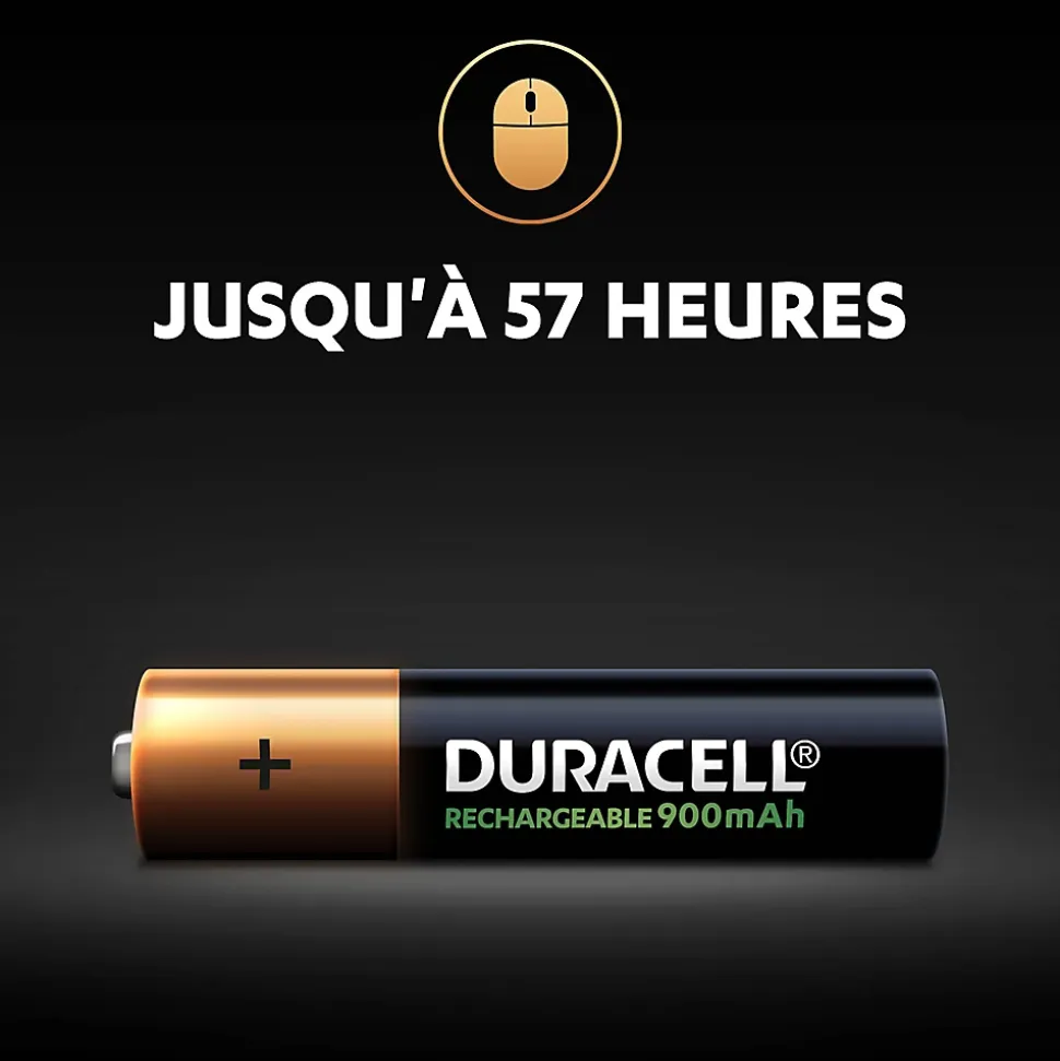 Pile rechargeable AAA (LR03) Duracell 900Mah, lot de 4