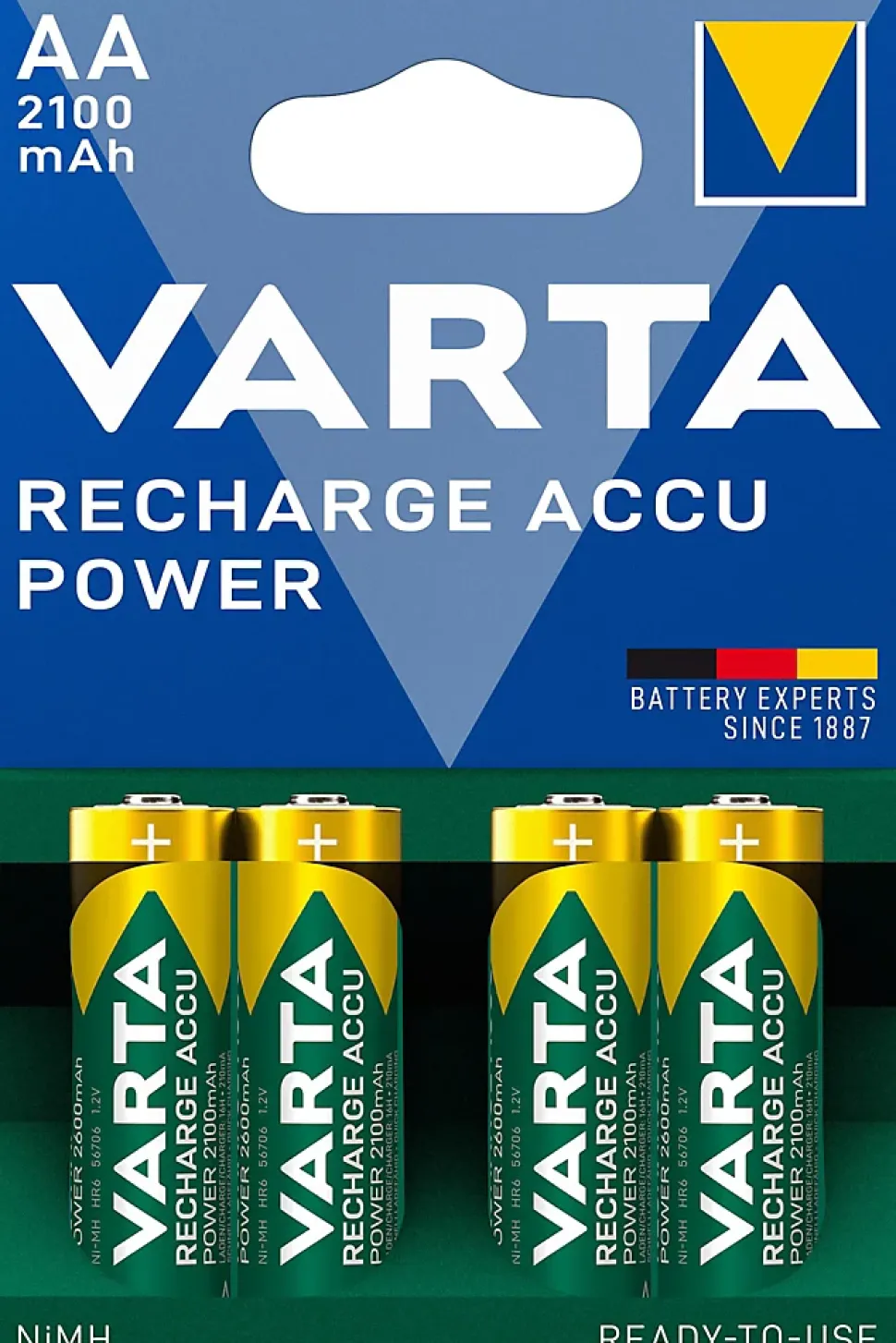 Pile rechargeable Ni-MH AA (LR6) Varta, lot de 4