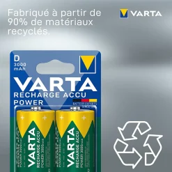 Pile rechargeable Ni-MH D (LR20) Varta, lot de 2