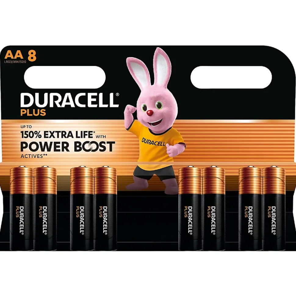 Piles alcaline AA LR6 Duracell Plus Powerboost - lot de 8