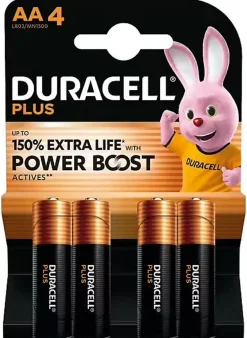 Piles alcaline AA LR6 Duracell Plus Powerboost - lot de 4