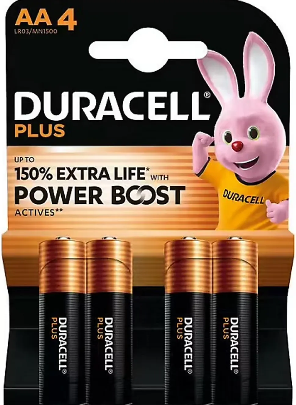 Piles alcaline AA LR6 Duracell Plus Powerboost - lot de 4
