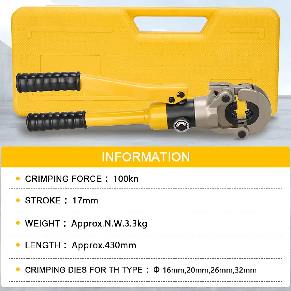 Pince à Sertir Multicouche 100kn, Pour Raccords sur Tubes: TH16, TH20, TH26, TH32