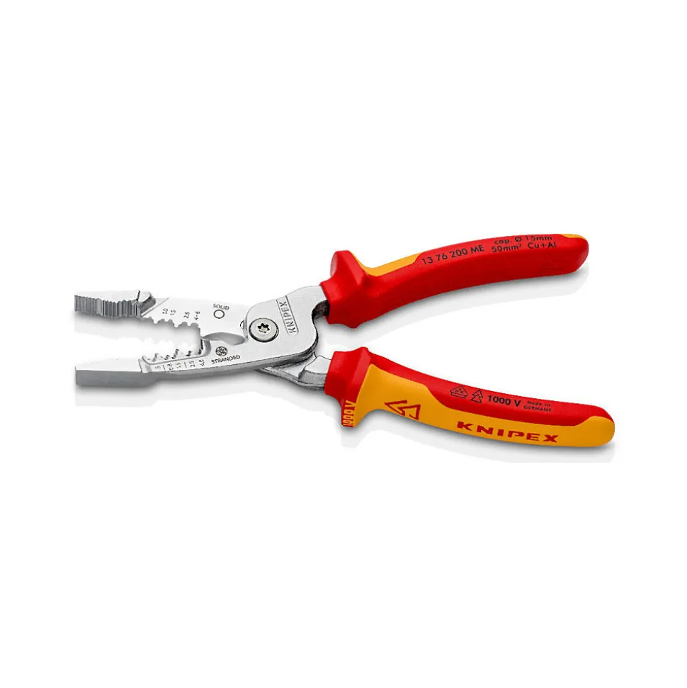 Pince électrique 5 en 1 métrique KINPEX 13 76 200 ME, dénudage coupe torsion
