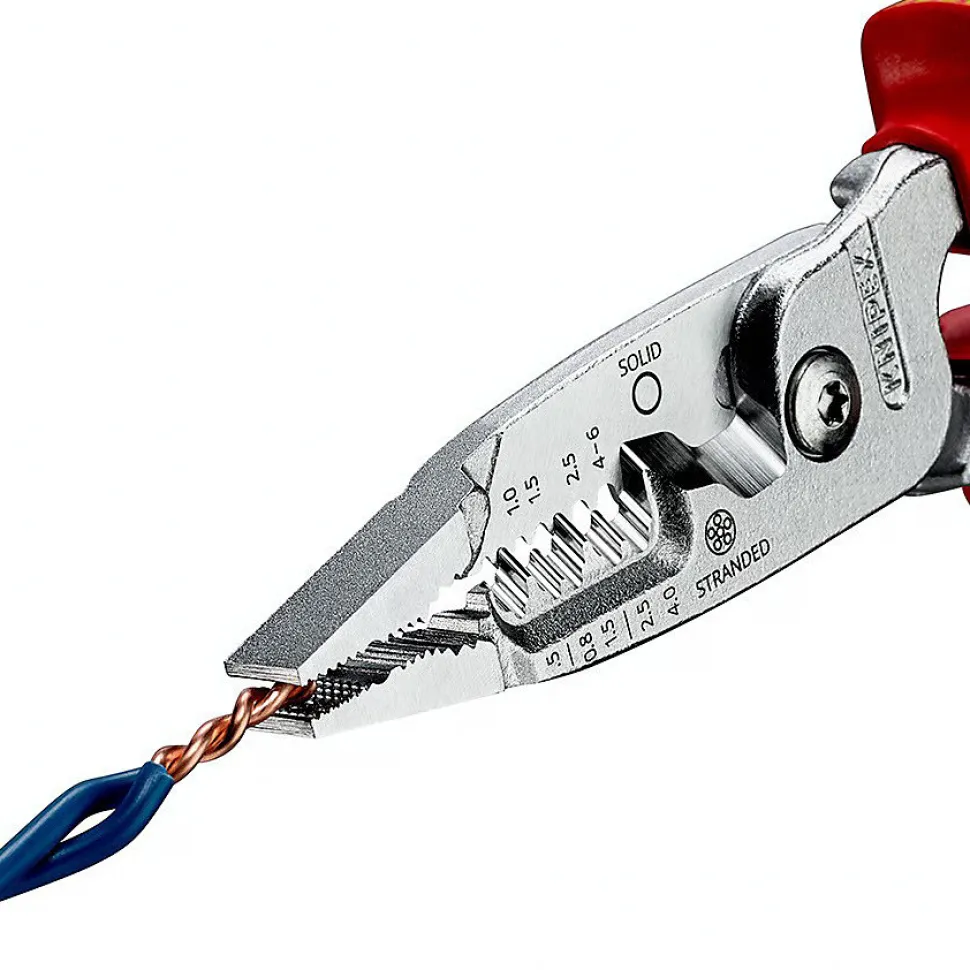 Pince électrique 5 en 1 métrique KINPEX 13 76 200 ME, dénudage coupe torsion