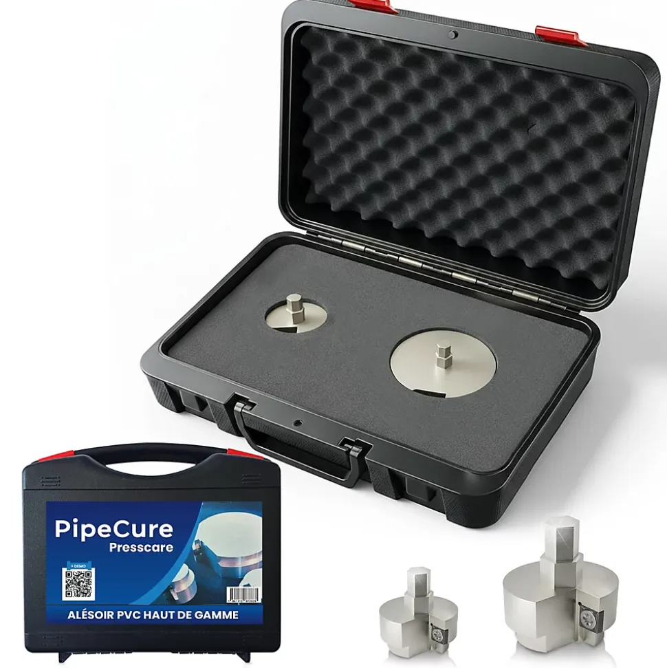 PipeCure Presscare, Kit de 2 Diametres Alesoirs PVC pour Piscinistes en Aluminium Anodise, Lame en carbure disponible