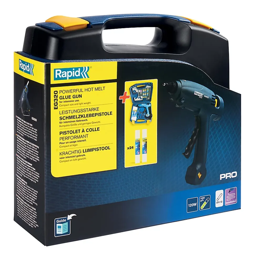 Pistolet à colle Ø12mm Rapid EG320 spécial usage intensif en coffret