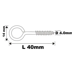 Piton à vis en acier zingué 40x17 mm - 4 pièces