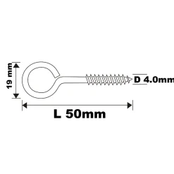 Piton à vis en acier zingué 50x19 mm - 2 pièces