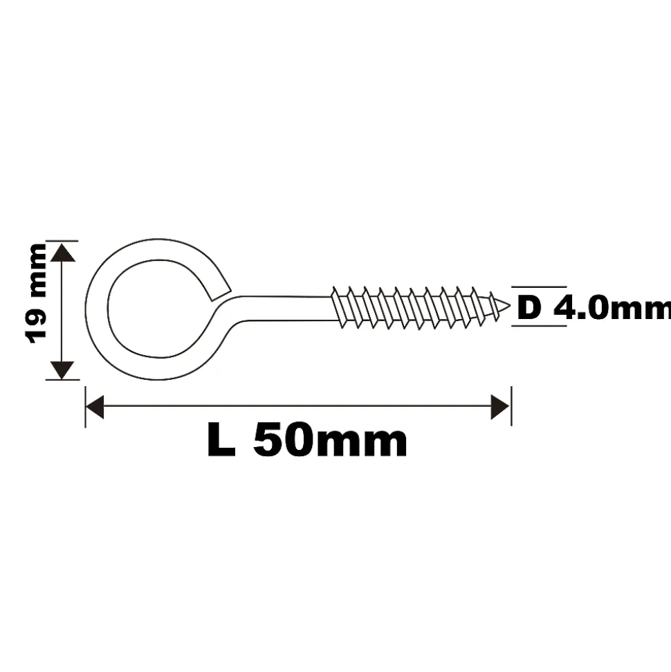Piton à vis en acier zingué 50x19 mm - 2 pièces
