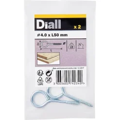 Piton à vis en acier zingué 50x19 mm - 2 pièces