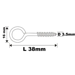 Piton à vis en acier zingué 38x14 mm - 2 pièces