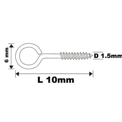 Piton à vis en acier zingué 10x9 mm - 16 pièces