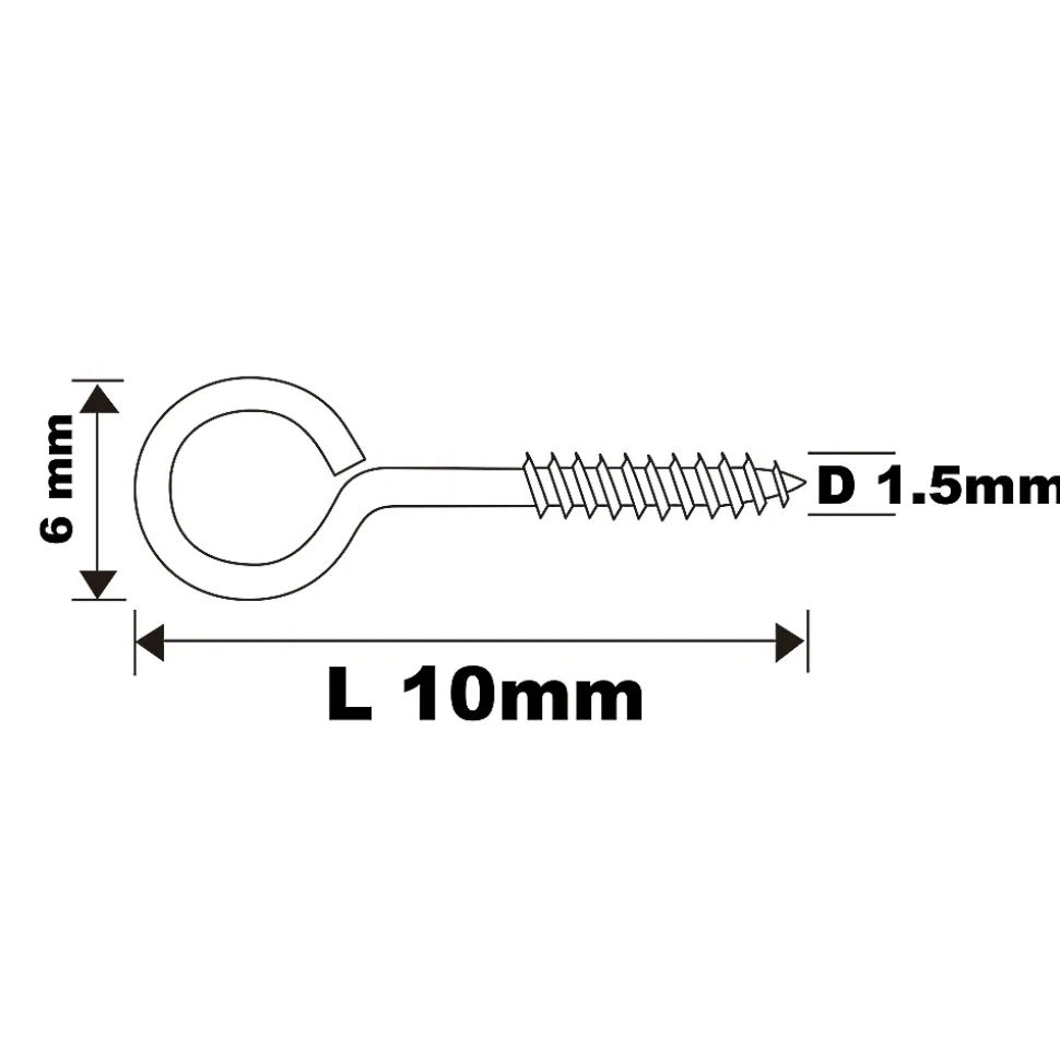 Piton à vis en acier zingué 10x9 mm - 16 pièces