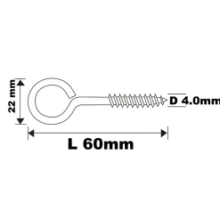 Piton à vis en acier zingué 60x27 mm - 6 pièces