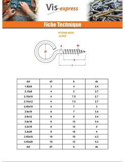 Piton Bois 6X60 Acier zingué - 10 pièces