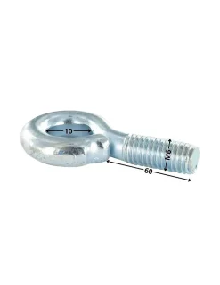 Piton Métaux M6X60 Diamètre Oeil 10 Acier zingué - 1 pièce
