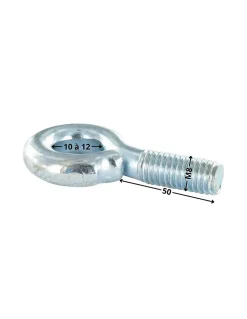 Piton Métaux M8X50 Diamètre Oeil 10 à 12 Acier zingué - 1 pièce