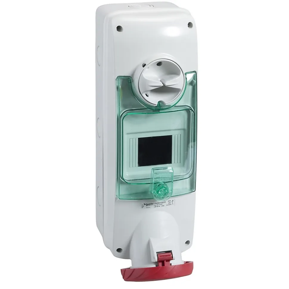 Pkb63q535 Schneider Pratika - Socle De Prise 63a à Vis - Saillie - 3p+n+t - 380-415v Ip67 - Rail Din