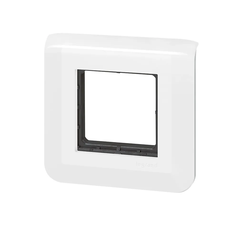 Plaque de finition 2 modules Legrand Mosaïc 0 994 72 coloris blanc l.82 x P.9 x H.82 mm