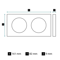 Plaque de finition 2 postes Legrand Céliane CP0122 coloris noir mat l.161 x P.9 x H.82 mm