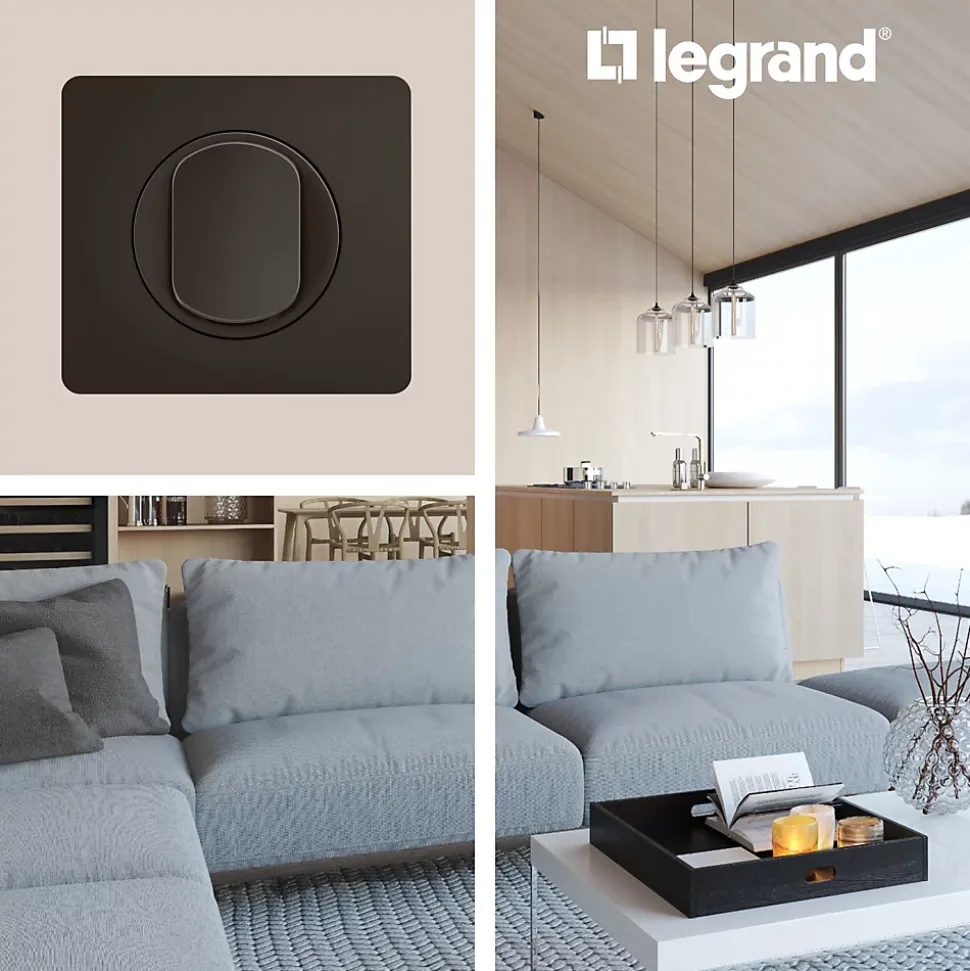 Plaque de finition 2 postes Legrand Céliane CP0122 coloris noir mat l.161 x P.9 x H.82 mm