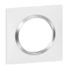 Plaque de finition 1 poste Legrand Dooxie 6 008 41 coloris blanc mat avec bague effet chrome l.87 x P.10 x H.87 mm