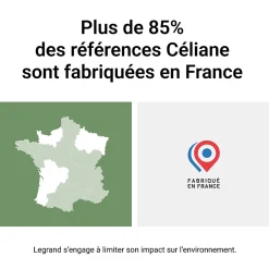 Plaque de finition 1 poste Legrand Céliane CP0621 coloris blanc relief l.90 x P.9 x H.82 mm