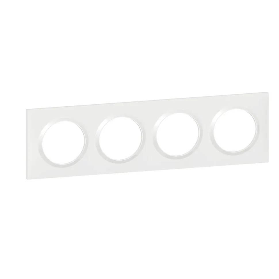 Plaque de finition 4 postes Legrand Dooxie 6 009 04 coloris blanc l.300 x P.10 x H.87 mm