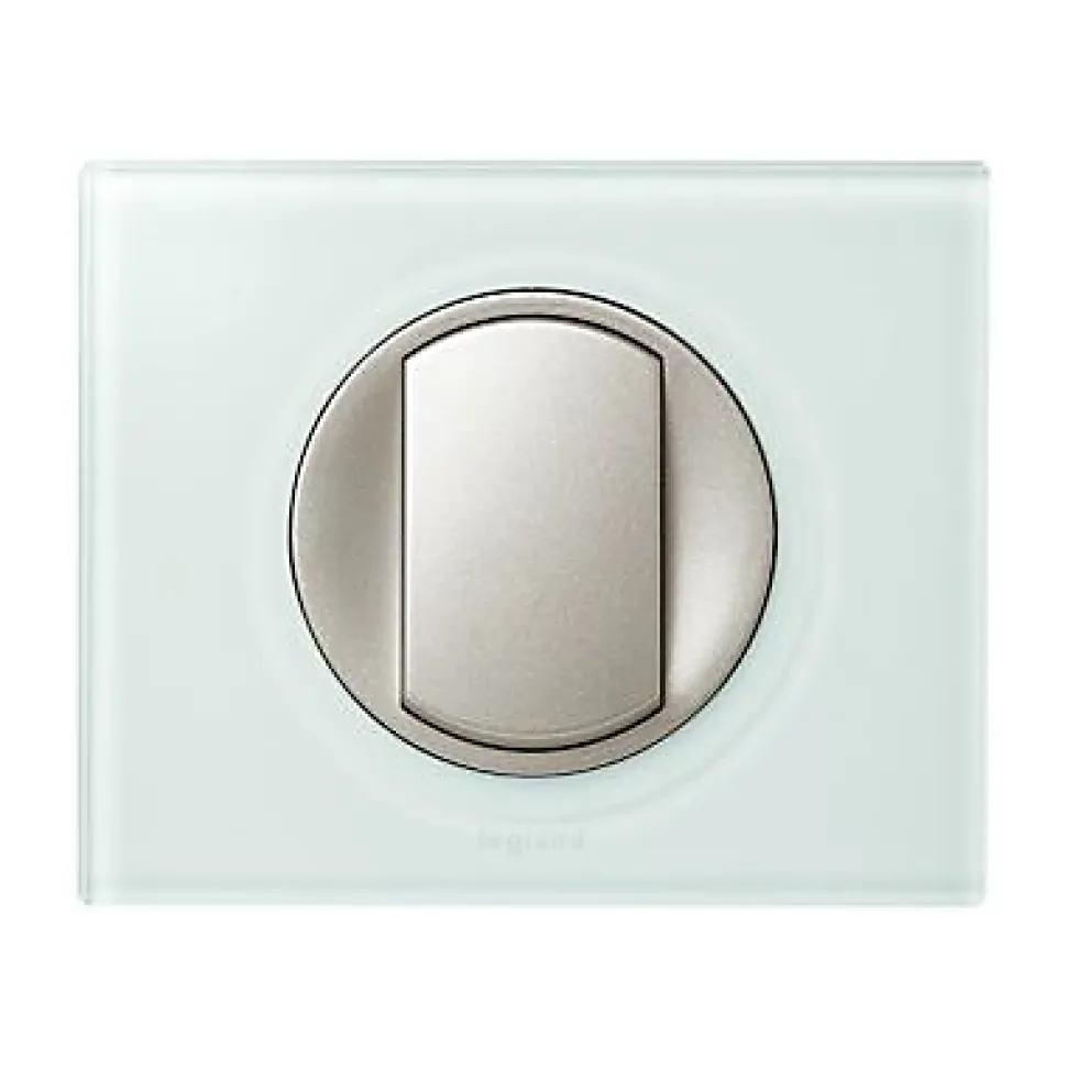 Plaque de finition 1 poste Legrand Céliane 0 693 11 coloris verre kaolin l.100 x P.8,5 x H.82 mm
