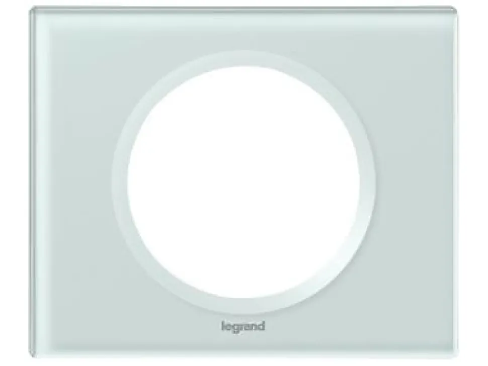 Plaque de finition 1 poste Legrand Céliane 0 693 11 coloris verre kaolin l.100 x P.8,5 x H.82 mm