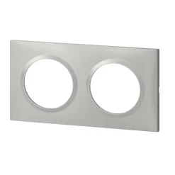 Plaque de finition 2 postes Legrand Dooxie 6 008 52 coloris aluminium l.158 x P.10 x H.87 mm