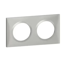 Plaque de finition 2 postes Legrand Dooxie 6 008 52 coloris aluminium l.158 x P.10 x H.87 mm