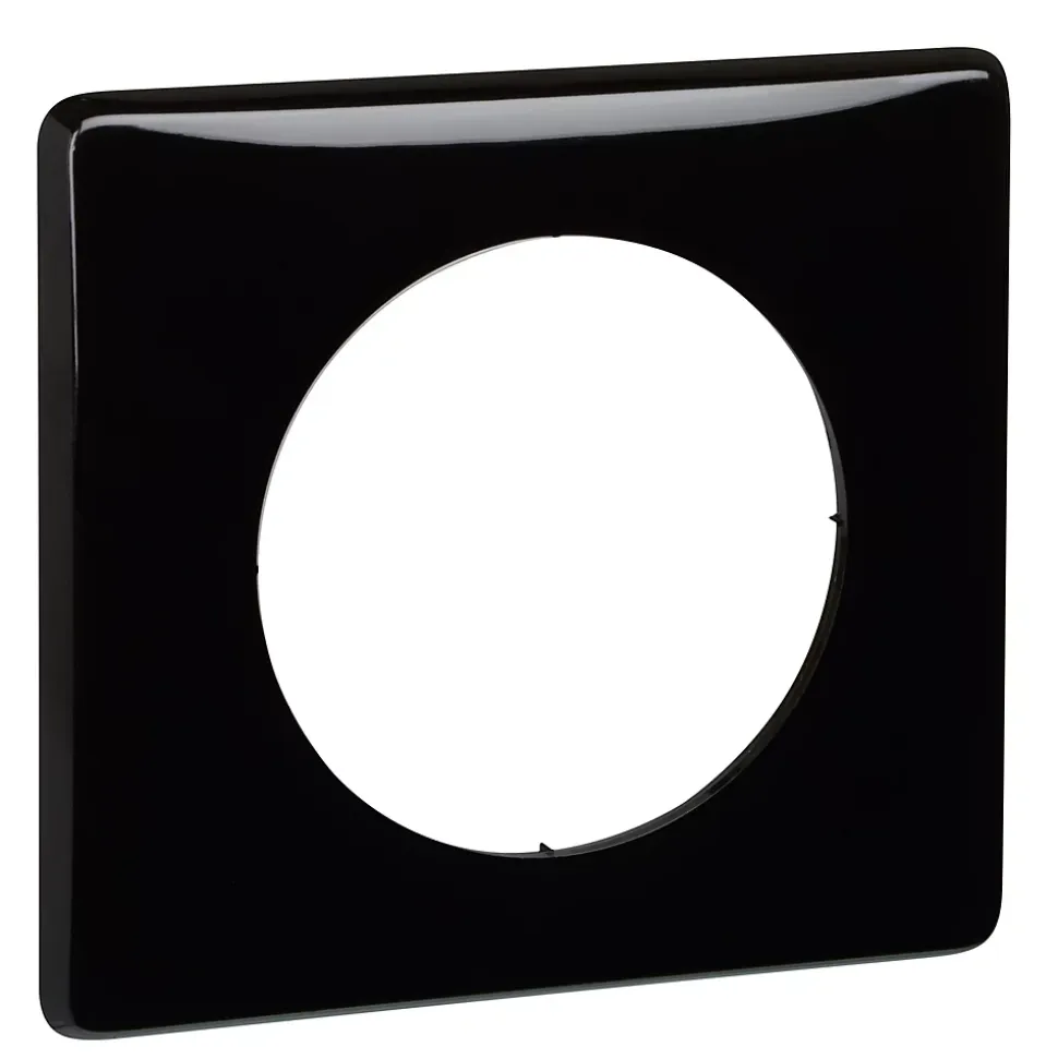 Plaque de finition 1 poste Legrand Céliane 0 988 26 coloris laqué noir l.90 x P.8,5 x H.82 mm