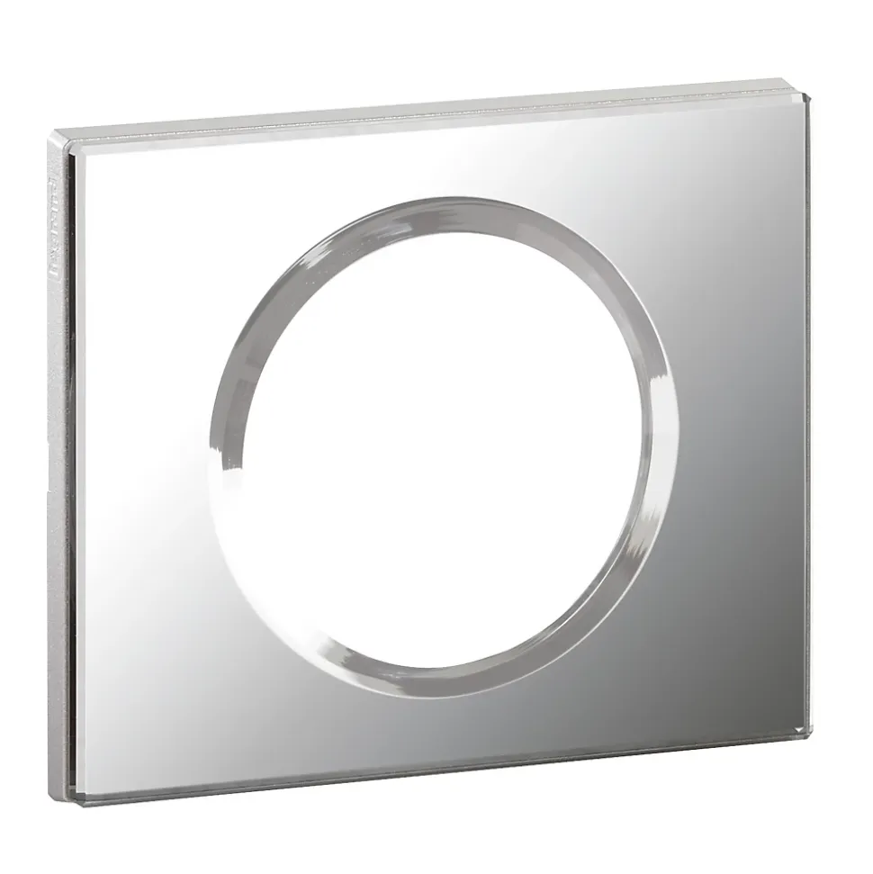 Plaque de finition 1 poste Legrand Céliane 0 691 21 coloris verre miroir l.100 x P.8,5 x H.82 mm