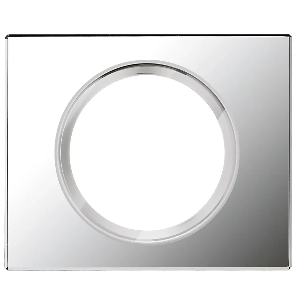 Plaque de finition 1 poste Legrand Céliane 0 691 21 coloris verre miroir l.100 x P.8,5 x H.82 mm
