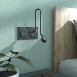 Plaque de finition 2 postes Schneider Electric Odace Styl S54C704 coloris anthracite avec liseré anthracite l.156 x P.10 x H.85 mm