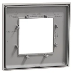 Plaque de finition 1 poste Schneider Electric Unica Déco Essentielle NU600224 coloris gris clair l.88,6 x P.10,25 x H.85 mm